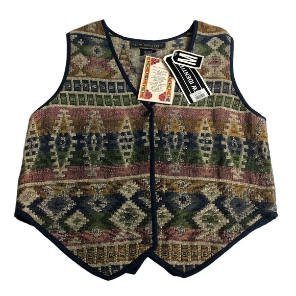 Vintage New Identity Vest Womens M Hand Woven Aztec Tapestry Embroidered Western - Picture 1 of 13